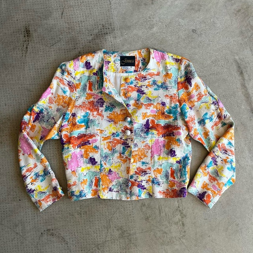 90s Abstract Silk Bolero Jacket